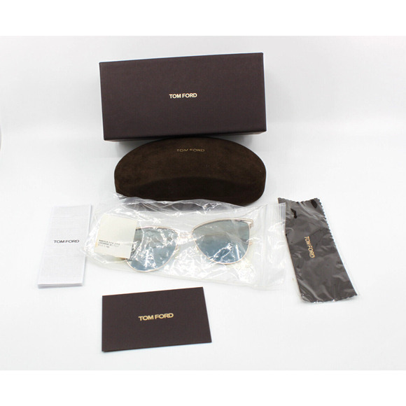 D0 New TOM FORD Veronica FT684 28W Gold Blue Mirror 58-14-140 Sunglasses main image 6
